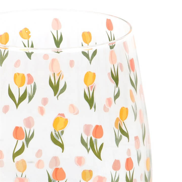 Tulip Print Stemless Glass N/A