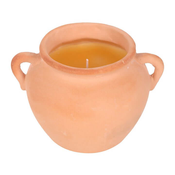 Terracotta urn citronella candle for outdoor use, perfect for adding ambiance and repelling insects.