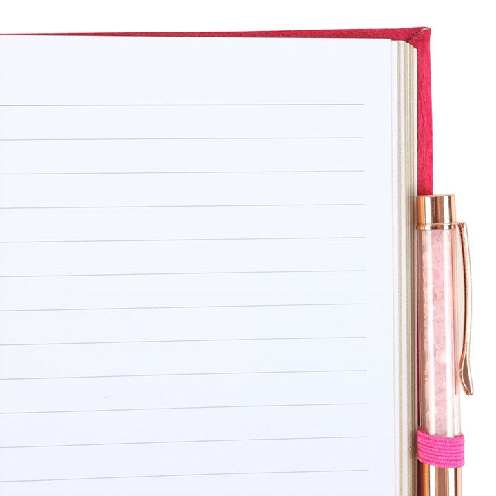Book of Love Spells Journal with Rose Quartz Crystal Pen – Mystical Journaling Set-Sociodigi