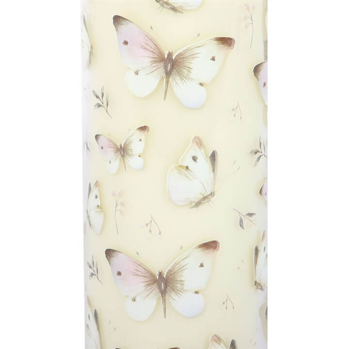 White Butterfly Print Vanilla Tube Candle N/A