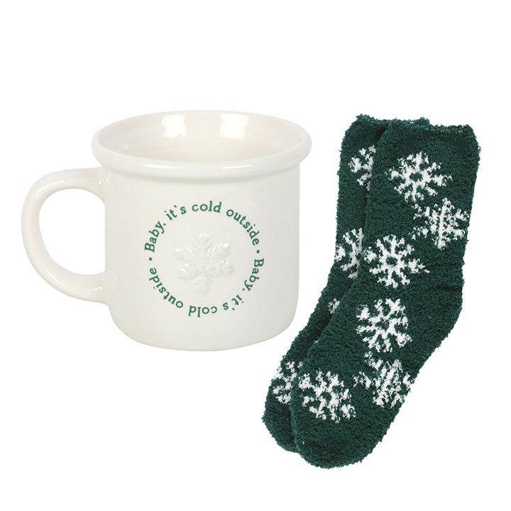Baby It's Cold Outside Mug and Socks Set Winter Gift Set-Sociodigi