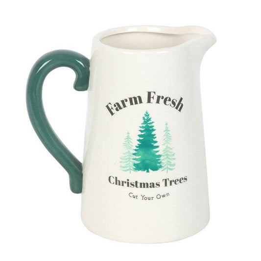 Farm Fresh Christmas Trees Ceramic Flower Jug Rustic Christmas Décor-Sociodigi