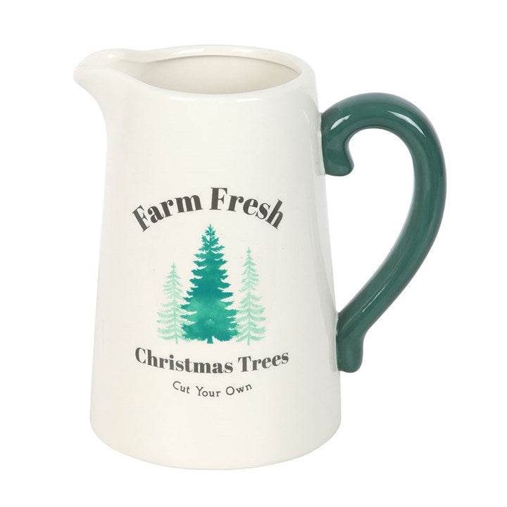 Farm Fresh Christmas Trees Ceramic Flower Jug Rustic Christmas Décor-Sociodigi