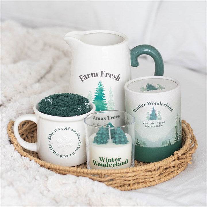 Farm Fresh Christmas Trees Ceramic Flower Jug Rustic Christmas Décor-Sociodigi