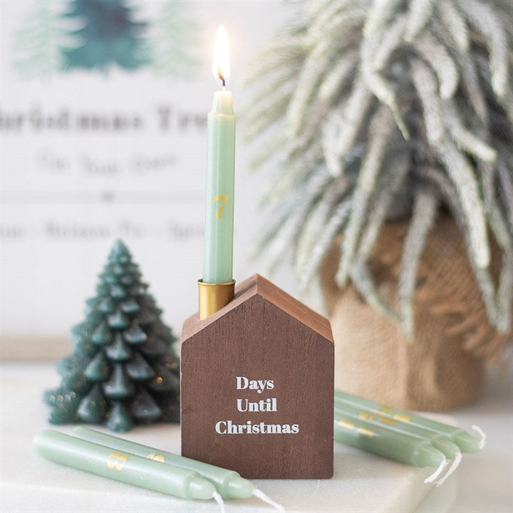 Set of 24 Mini Advent Candles with Wooden Holder | Christmas Décor-Sociodigi