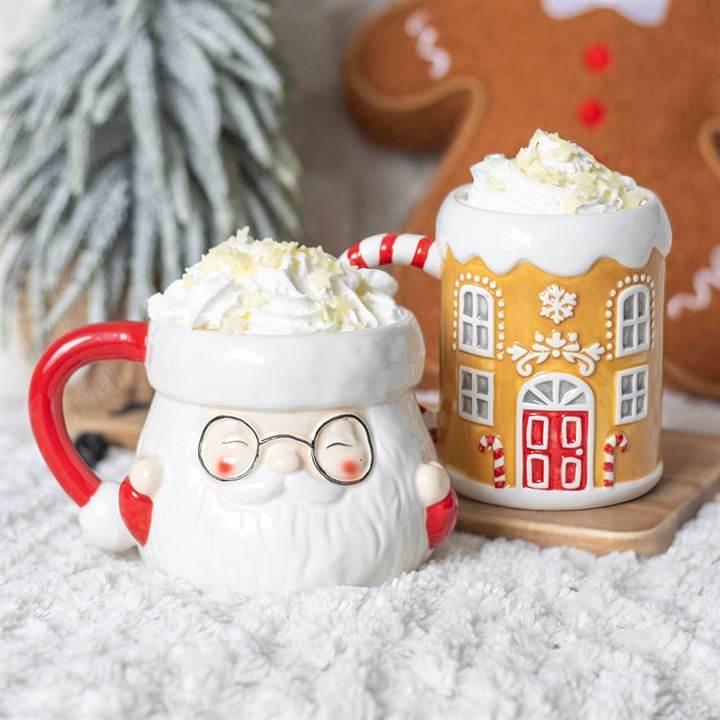 Santa Claus Shaped Mug Festive Christmas Hot Chocolate Mug-Sociodigi