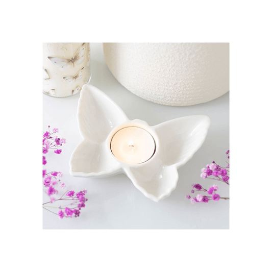 White Butterfly Tealight Candle Holder