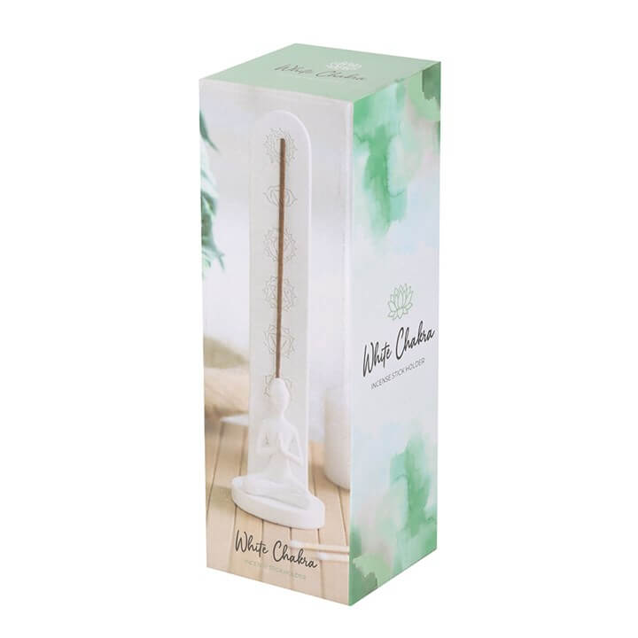 White Chakra and Yoga Pose Incense Stick Holder