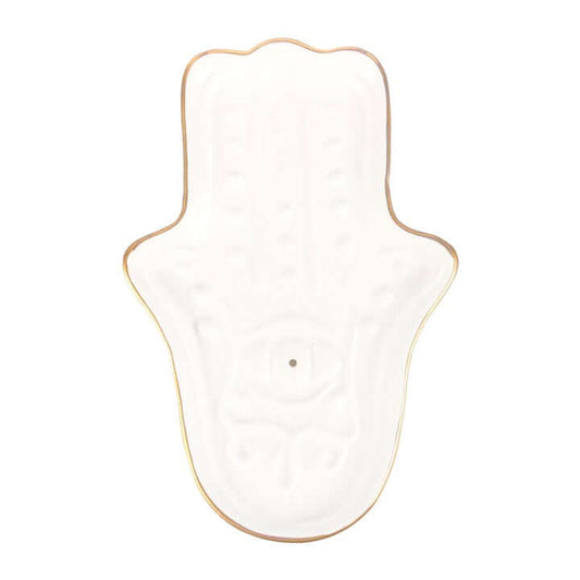 White Hamsa Hand Incense Stick Holder