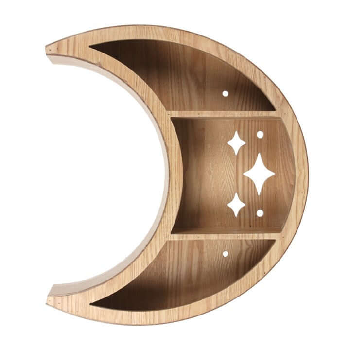 Wooden Crescent Moon Wall Shelf-Sociodigi
