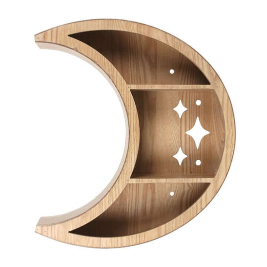 Wooden Crescent Moon Wall Shelf-Sociodigi