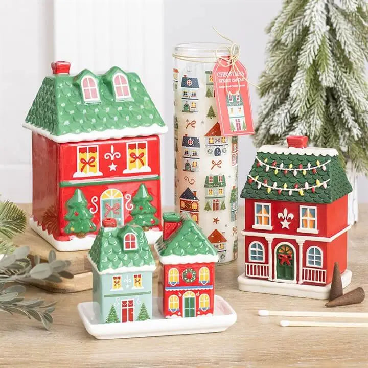 Christmas Street Print Gingerbread Cookie Tube Candle