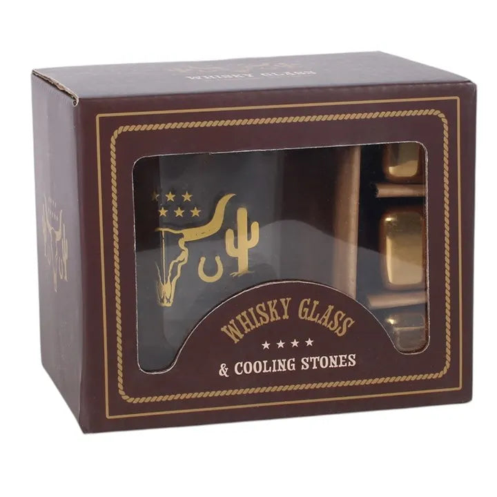 Western Drinking Glass and Cooling Stone Set