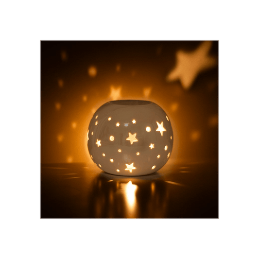 White Iridescent Star Oil Burner and Wax Warmer