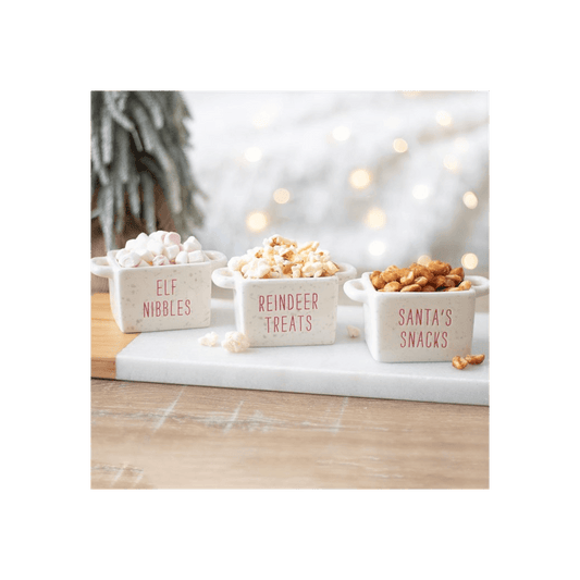 Set of 3 Ceramic Christmas Snack Bowls