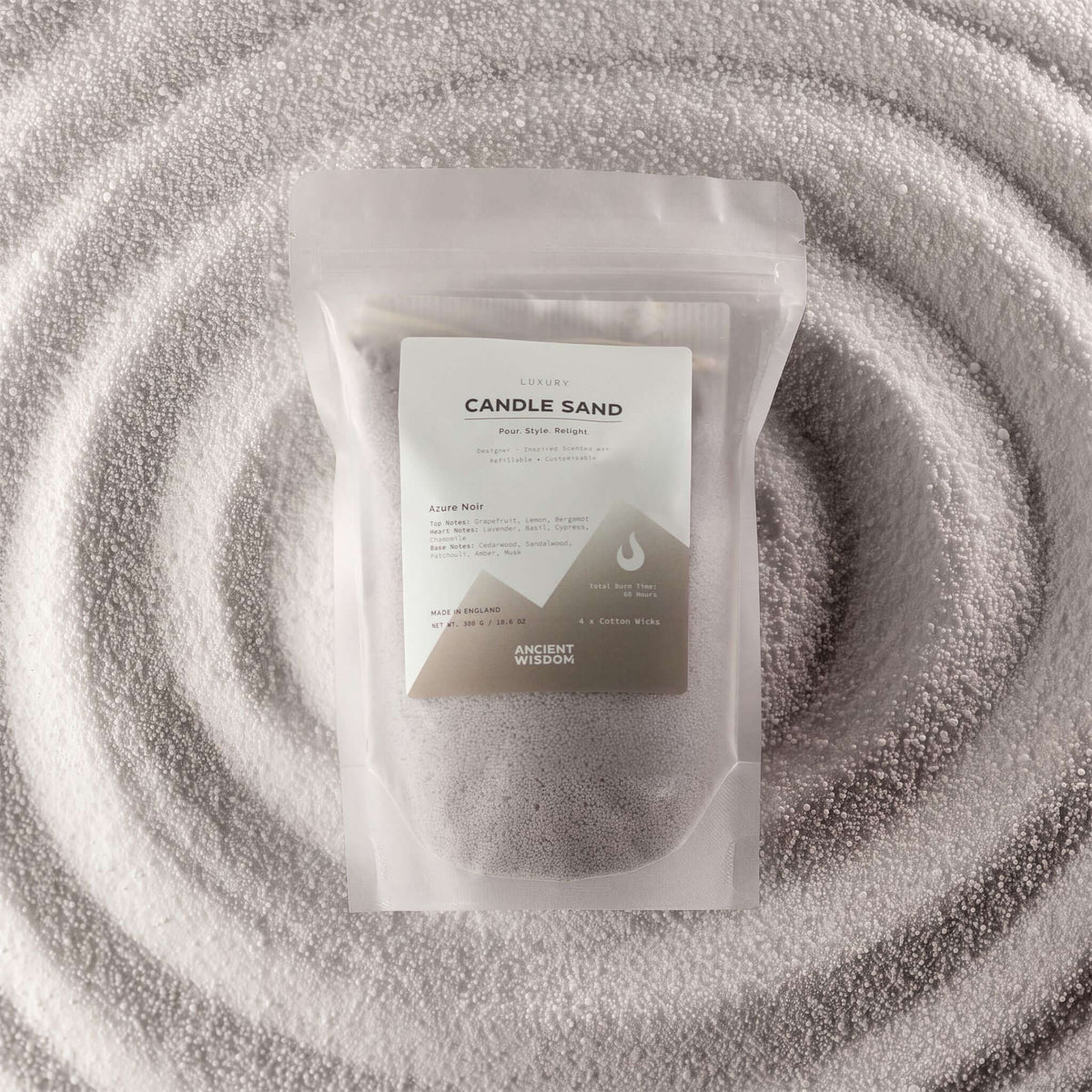 Fragranced Candle Sand - Warm Grey - Azure Noir - 300g