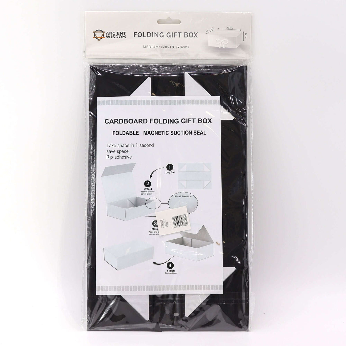 Flat Pack Gift Box - Medium Square (20x18.2x8cm) - Black