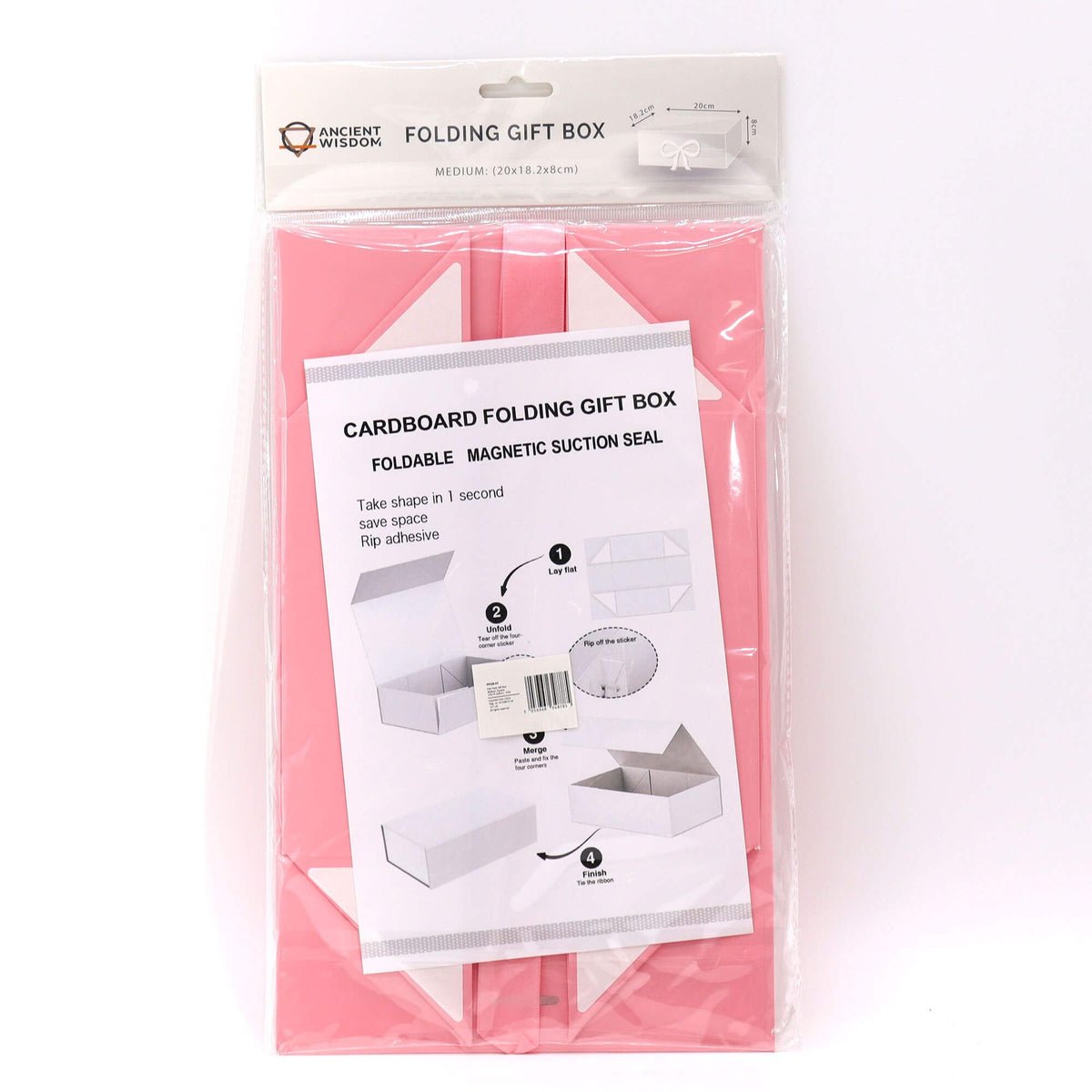 Flat Pack Gift Box - Medium Square (20x18.2x8cm) - Pink