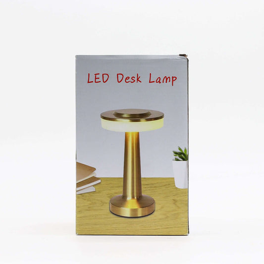 Touch Lamp Tall stem copper LED desk lamp in a stylish box on a wooden surface.