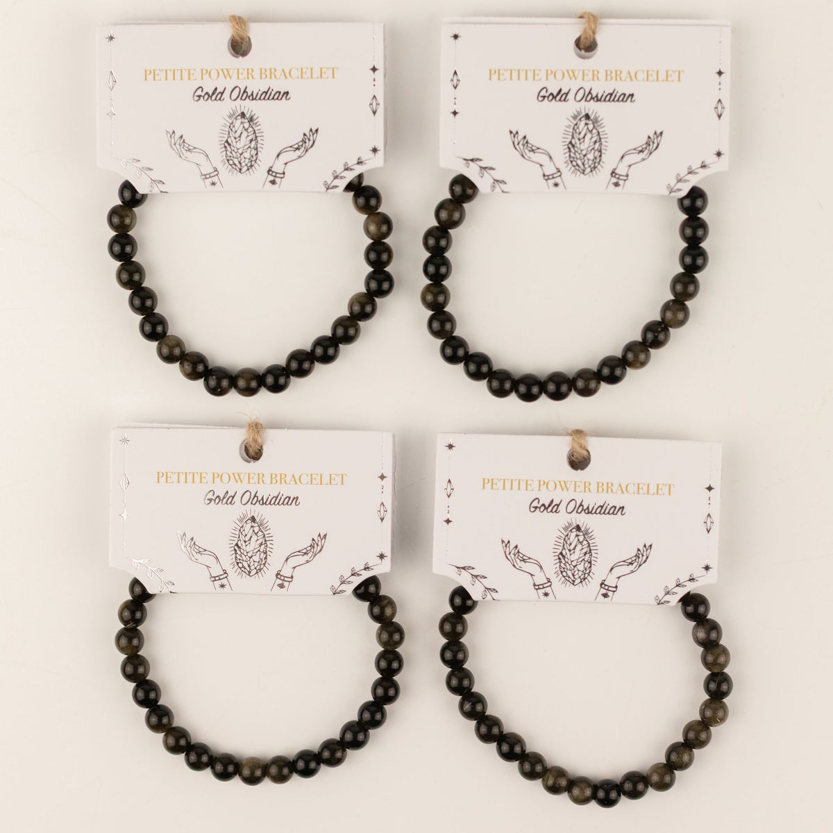 Petite Power Bracelet (17cmx6mm) - Gold Obsidian