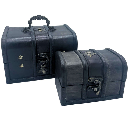 Treasure Chest boxes - Set of 2 - Grey