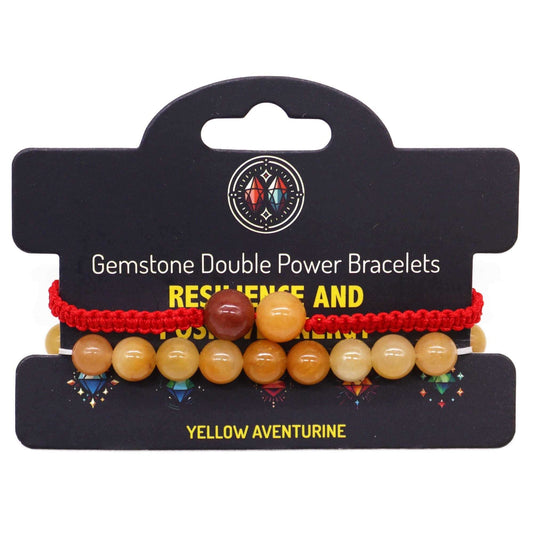 Gemstone Double Power Bracelets- Yellow Aventurine