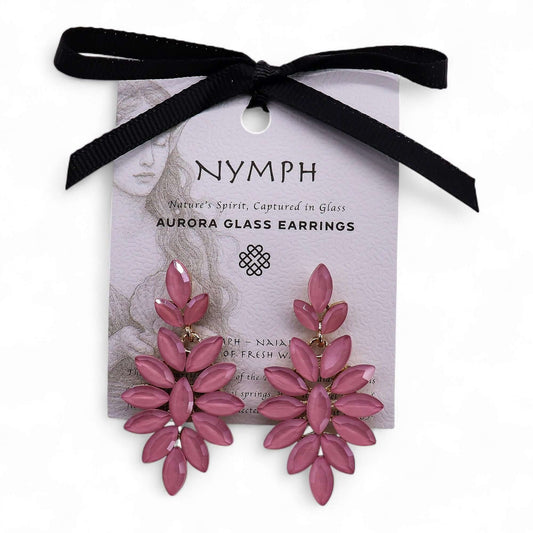 Soft Pink Vintage Glass Long Drop Earrings