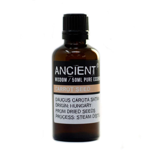 Carrot Seed 50ml essential oil bottle from dried seeds, extracted by steam distillation, sourced from Hungary.