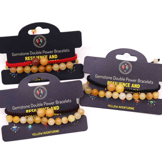 Gemstone Double Power Bracelets- Yellow Aventurine