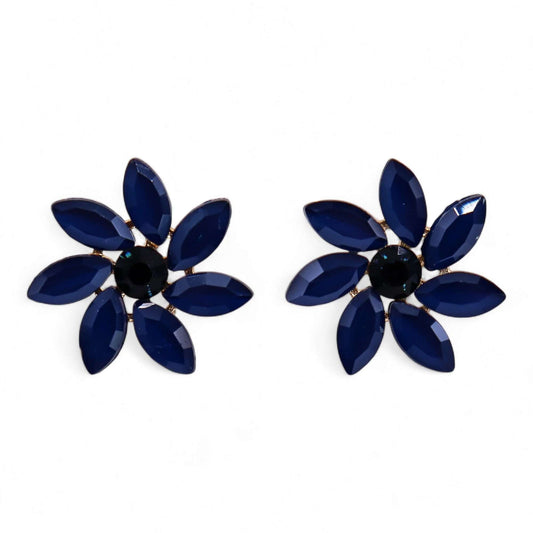 Royal Blue - Vintage Glass - Flowers - Earrings