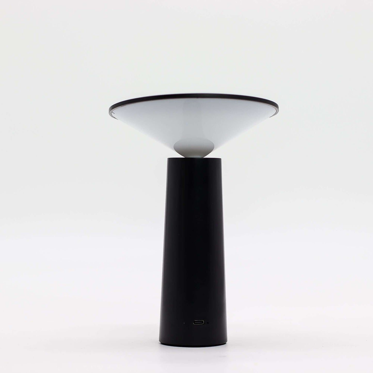 Touch Lamp with sleek black mushroom design and USB-C rechargeable feature.