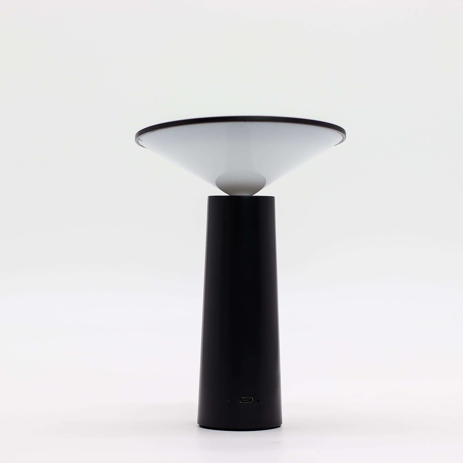Touch Lamp with sleek black mushroom design and USB-C rechargeable feature.