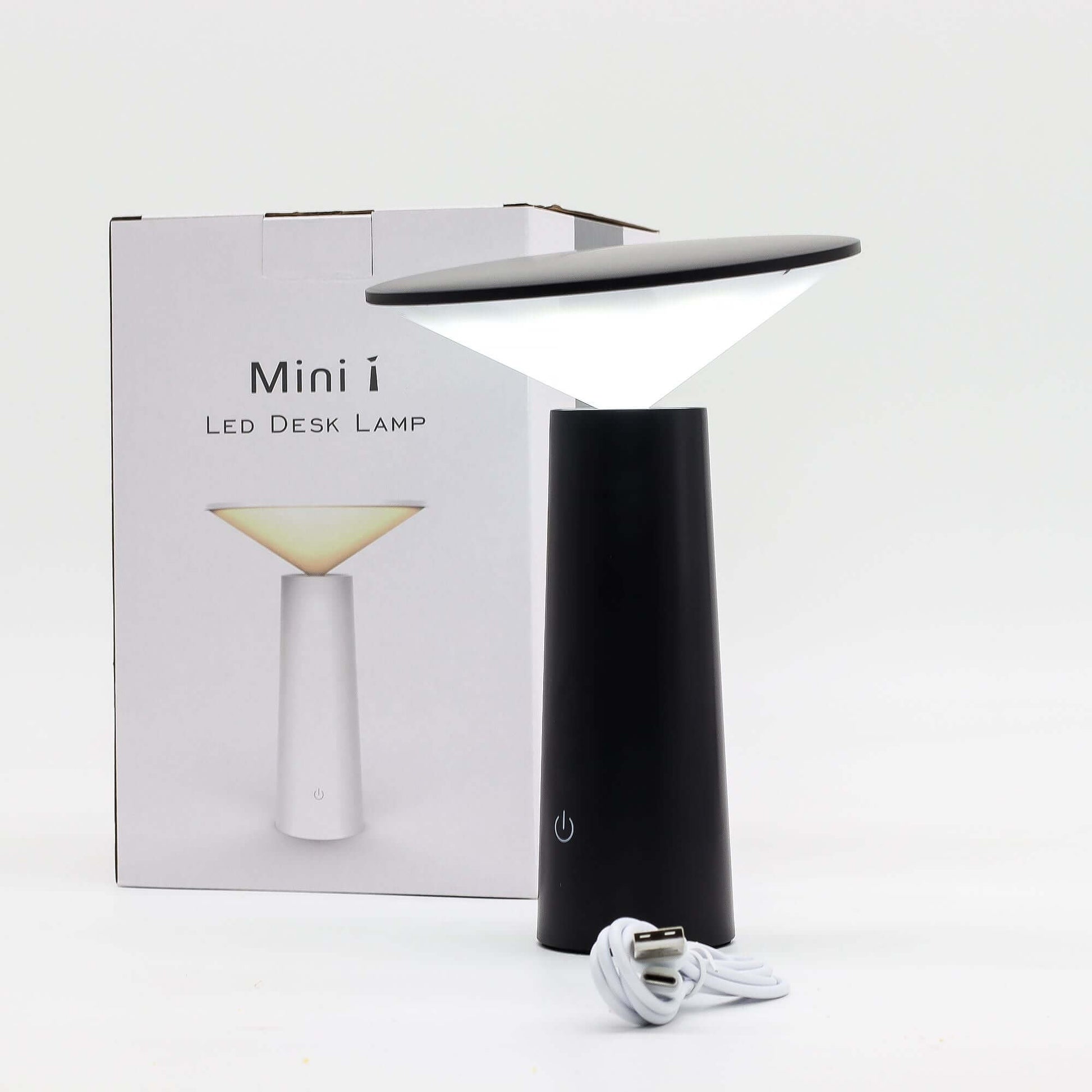 Touch Lamp with sleek black design and LED light, ideal for modern desk setups.