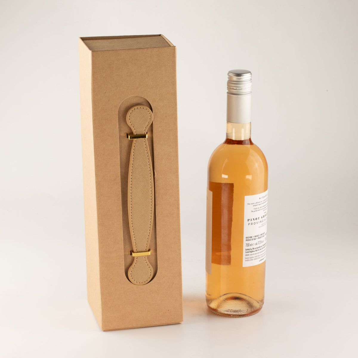 Flat Pack Gift Box - Wine Box Shape  (33.5x10x10.5cm) - Brown Craft