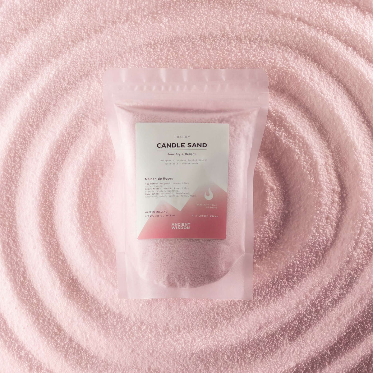Fragranced Candle Sand - Dusty Rose - Maison de Roses - 300g