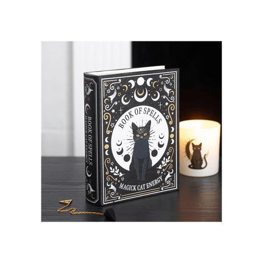 Black Cat Magick Book of Spells Shaped Storage Box
