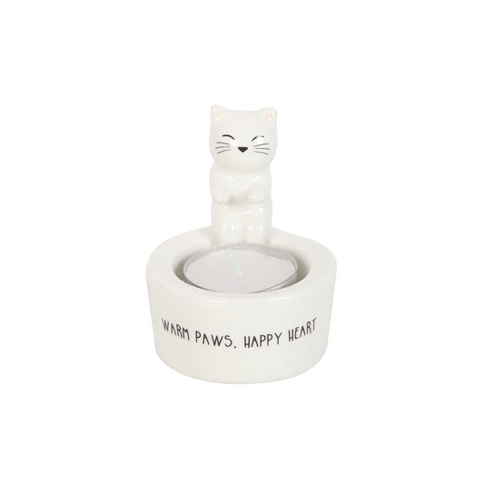 Warm Paws, Happy Heart Cat Tealight Holder