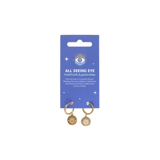 Gold Toned All Seeing Eye Earrings