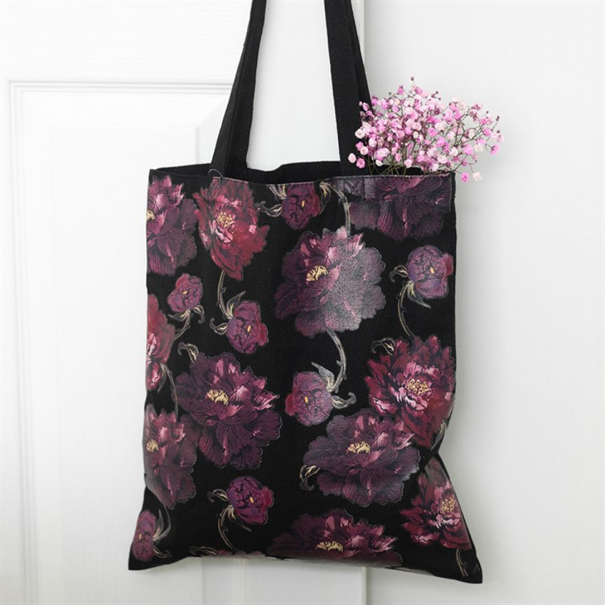 Dark Romance Floral Print Tote Bag N/A