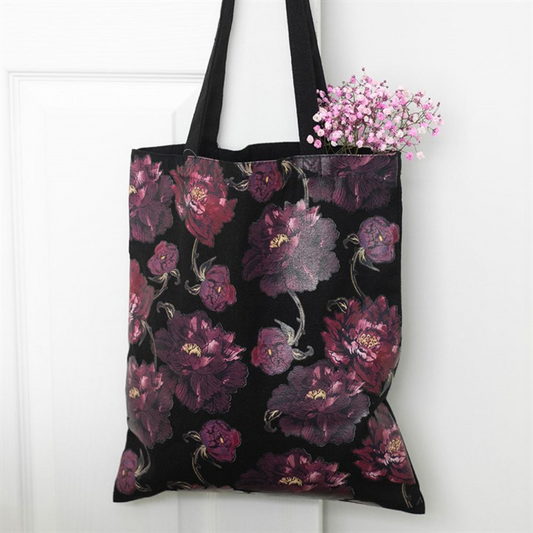 Dark Romance Floral Print Tote Bag N/A