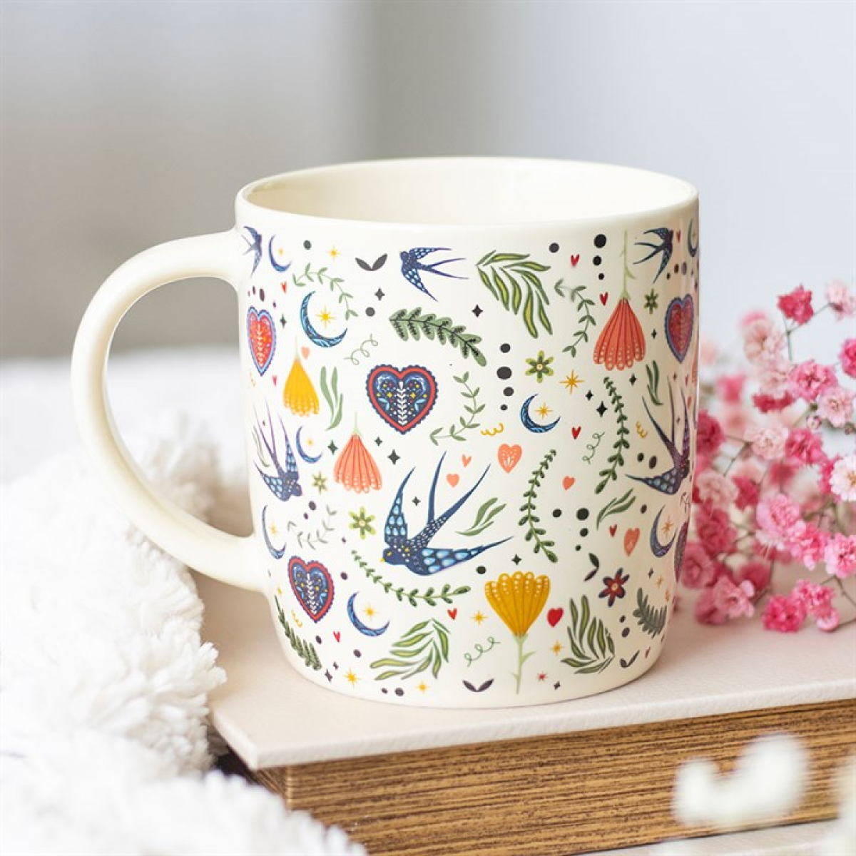 Cream Midnight Bloom Print Mug N/A