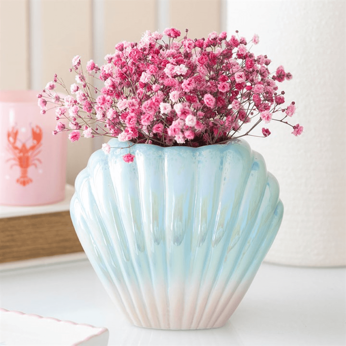 Iridescent Shell Flower Vase N/A