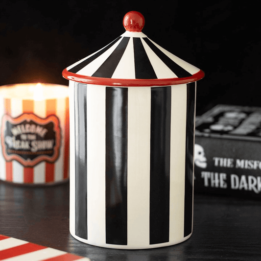 Black Striped Circus Tent Storage Jar