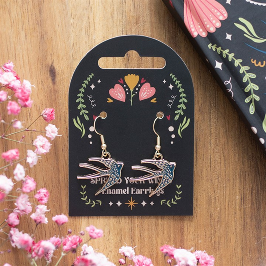 Blue Spread Your Wings Swallow Earrings N/A