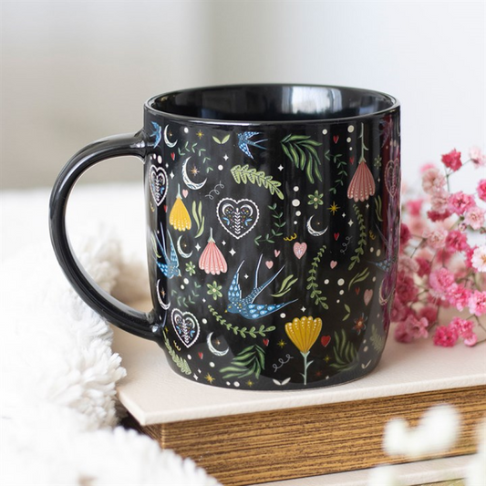 Black Midnight Bloom Print Mug N/A