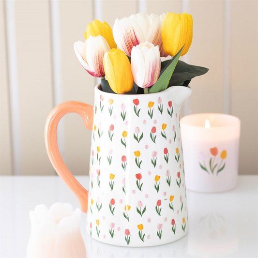 Tulip Print Ceramic Flower Jug N/A