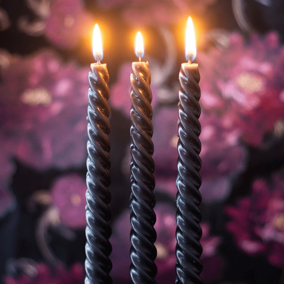 Set of 3 Dark Romance Twist Taper Candles N/A