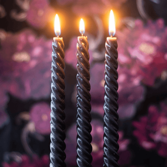 Set of 3 Dark Romance Twist Taper Candles N/A