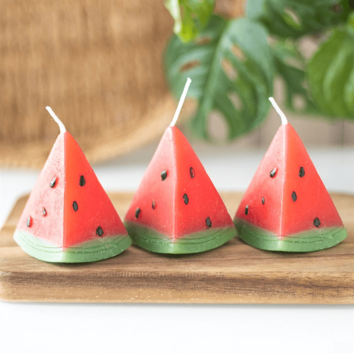 Set of 3 Watermelon Shaped Candles N/A