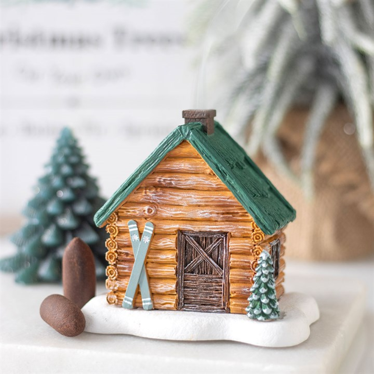 Cabin Ski Chalet Incense Cone Holder N/A
